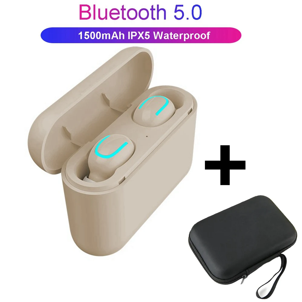 HBQ Q32 Ture беспроводные наушники Bluetooth 5,0 гарнитура с микрофоном Мини Bluetooth вкладыши беспроводные наушники PK i10 TWS - Цвет: Complexion And Bag
