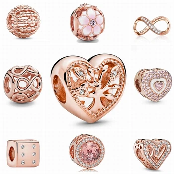 

New Charm DIY Beads Openwork Family Tree Heart Charm Elegant Vintage Bracelet DIY Jewelry Christmas Gift