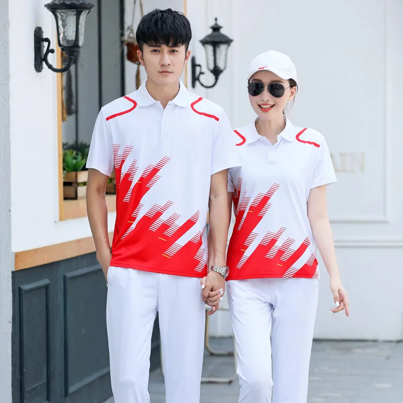 

Summer Sports Short Sleeve T-shirt Trousers Set School Uniform Men And Women Square Dance Group Clothes Printed
