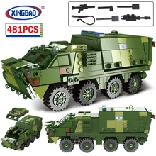 XINGBAO City WW2 Medical Armored Car Vehicle Model Building Blocks Military Army Weapon MOC Bricks Education Toys for Children