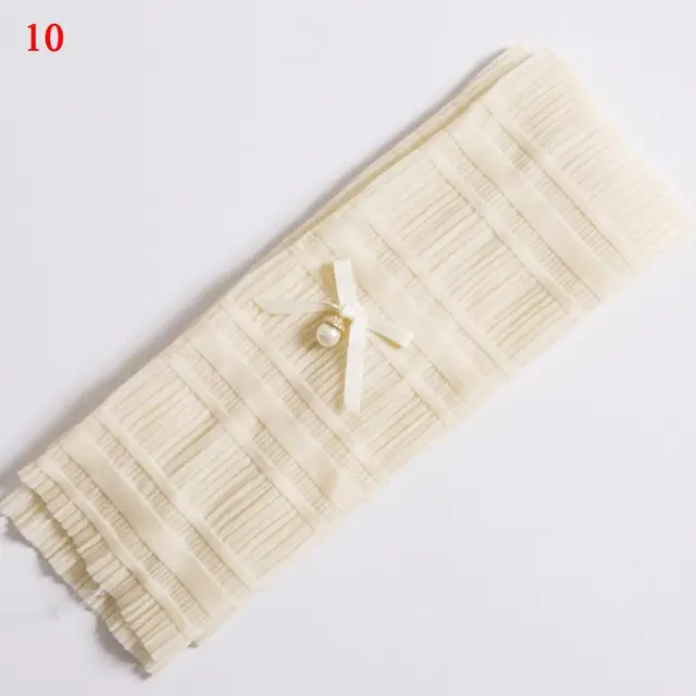Hot Women Arm Warmers Pleated Yarn Long Breathable Sunscreen Driving Arm Sleeve Fingerless Gloves sexy lace glove Solid White 9