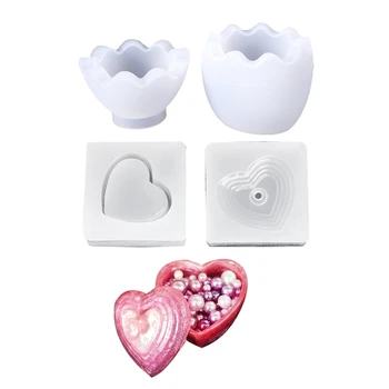 

2 Set Diy Silicone Storage Box Mold Resin Mould Jewelry Casting Craft Tools,1 Set 3.5Cm & 1 Set 9.8X3.4X4.1Cm