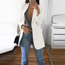 JAYCOSIN Women Winter Long Sleeve Office Coat Cardigans Suit Long Jacket casual Business Top Button Lapel Suit Blouse Loose Coat