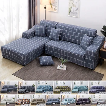 

Solid Elastic Sofa Cover It Needs Order 2 Pieces Covers for L-shape Corner Sectional Plaid Sofa Cover Living Room 1/2/3/4 Seater