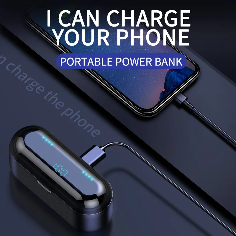 TWS Bluetooth 5 0 Earphones 2200mAh Charging Box Wireless Headphone 9D Stereo Sports Waterproof Earbuds Headsets With Microphone