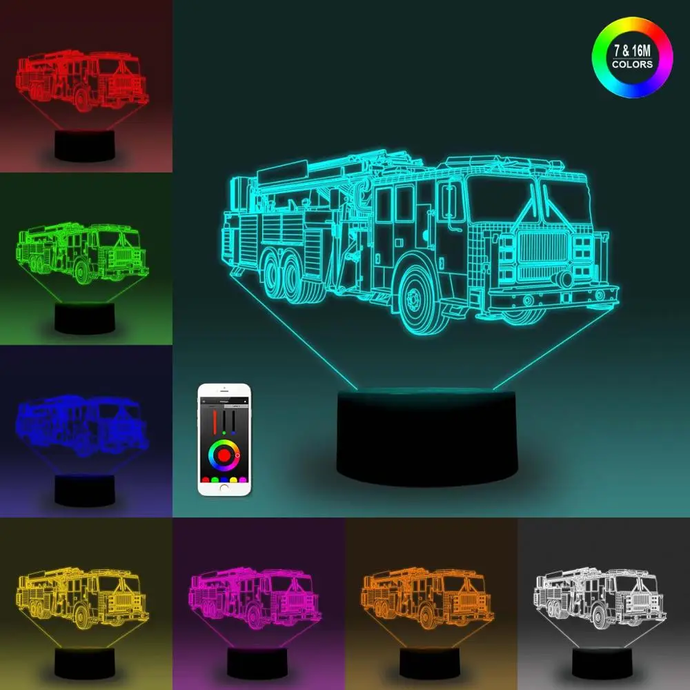 NiteApps 3D Six-wheeler автомобиль ночник стол Иллюзия Украшение лампы подарок на день рождения приложение/сенсорный контроль