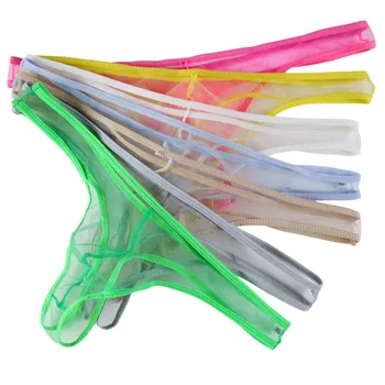 

8PCS/Lots Erotic Gay Thong G-string Ultra-thin Mesh Transparent Underwear Jockstrap Lingerie Underwear String Homme Briefs 2XL