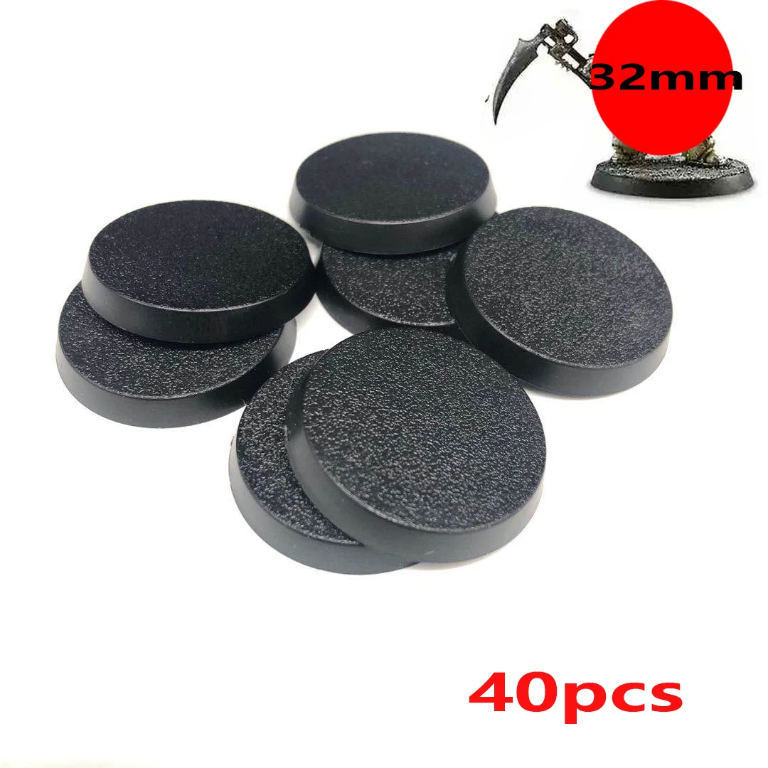 40pcs 32mm Gaming Miniatures Plastic Round Bases for Wargames