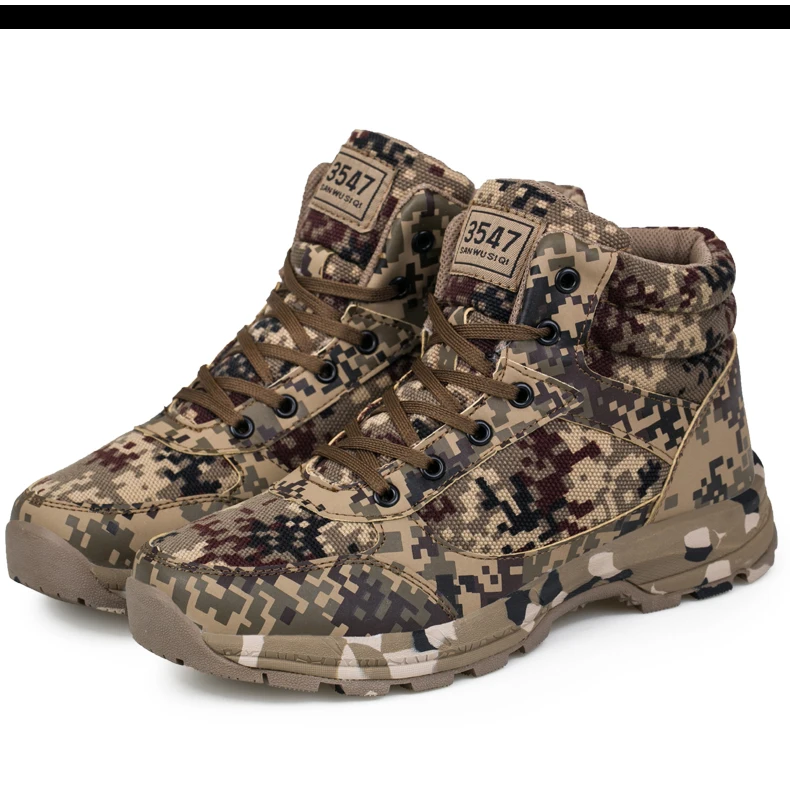 Мужские военные ботинки камуфляжные зимние ботинки теплые бархатные уличные походные ботинки тактические Спортивные походные мужские нескользящие легкие ботинки