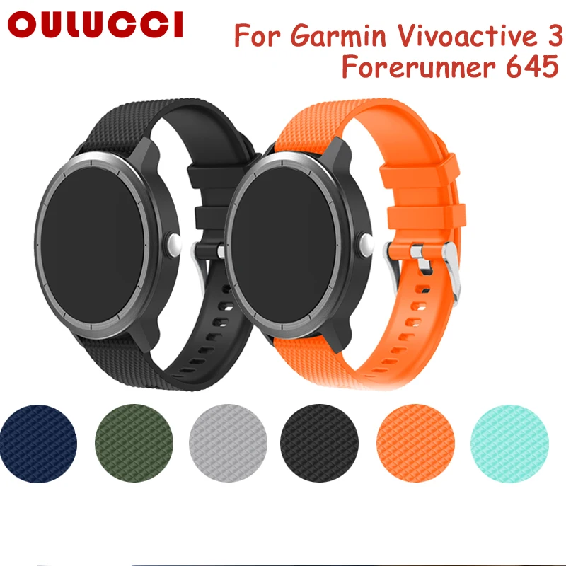 

OULUCCI 20mm Silicone WatchBand Strap For Garmin Vivoactive3 Accessoires/Vivomove HR/Forerunner 645 Smart Bracelet Wriststrap