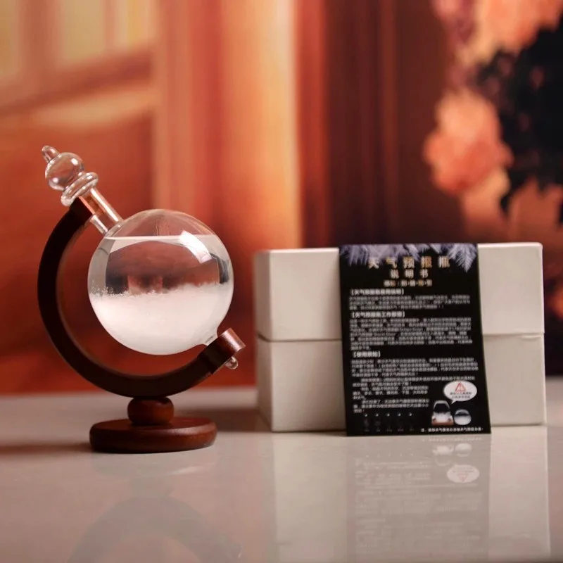 Storm Glass Bottle Creative Globe-Shaped Desktop Weather Station Weather Predictor Transparent Ball Storm Glass Home Decor Storm Glass Bottle Creative Globe-Shaped Desktop Weather Station Weather Predictor Transparent Ball Storm Glass Home Decor