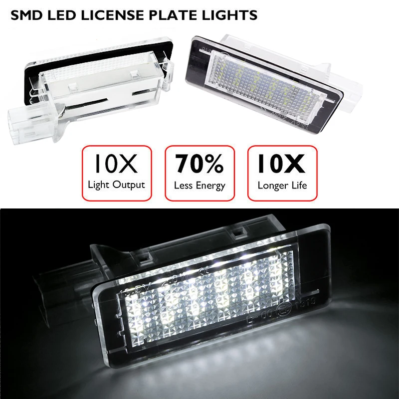 

2Pcs 18SMD LED Number License Plate Light For Renault Espace II III Scenic I Saloon Clio I II Box Thalla Megane Express Rapid
