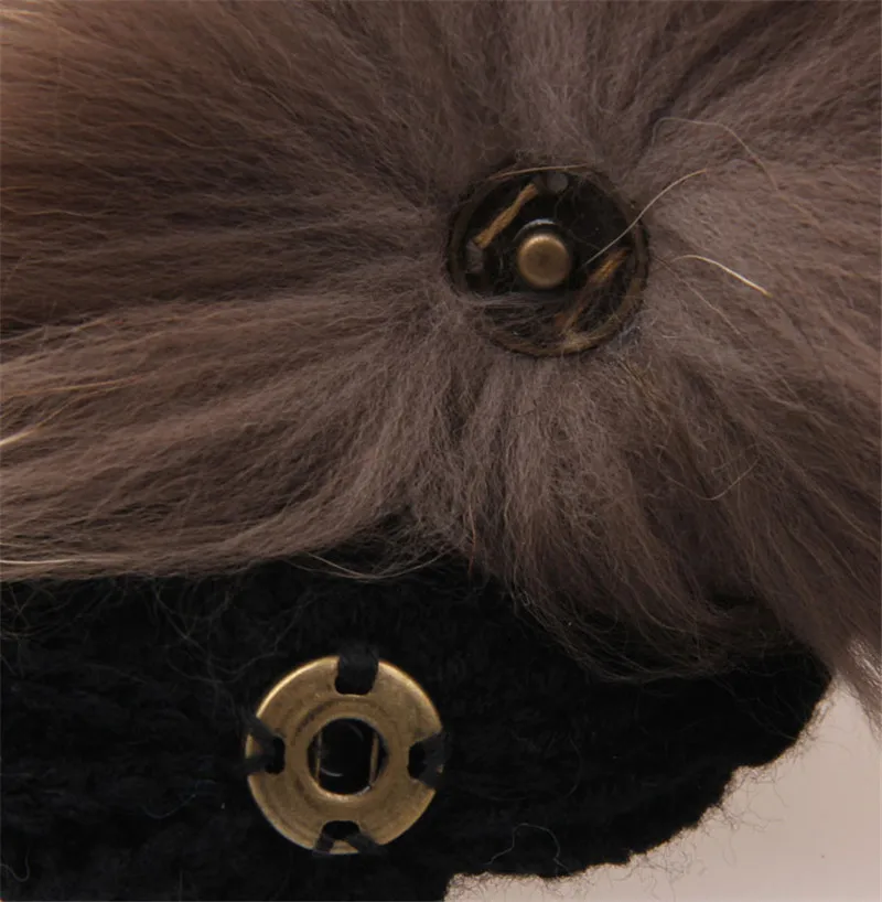 Ear Warm Mink Fox Fur Ball Thick Women Girl Fall Winter Skullies Beanies Hat Cap Elastic Fashion Accessories Outdoor-XMC-W6