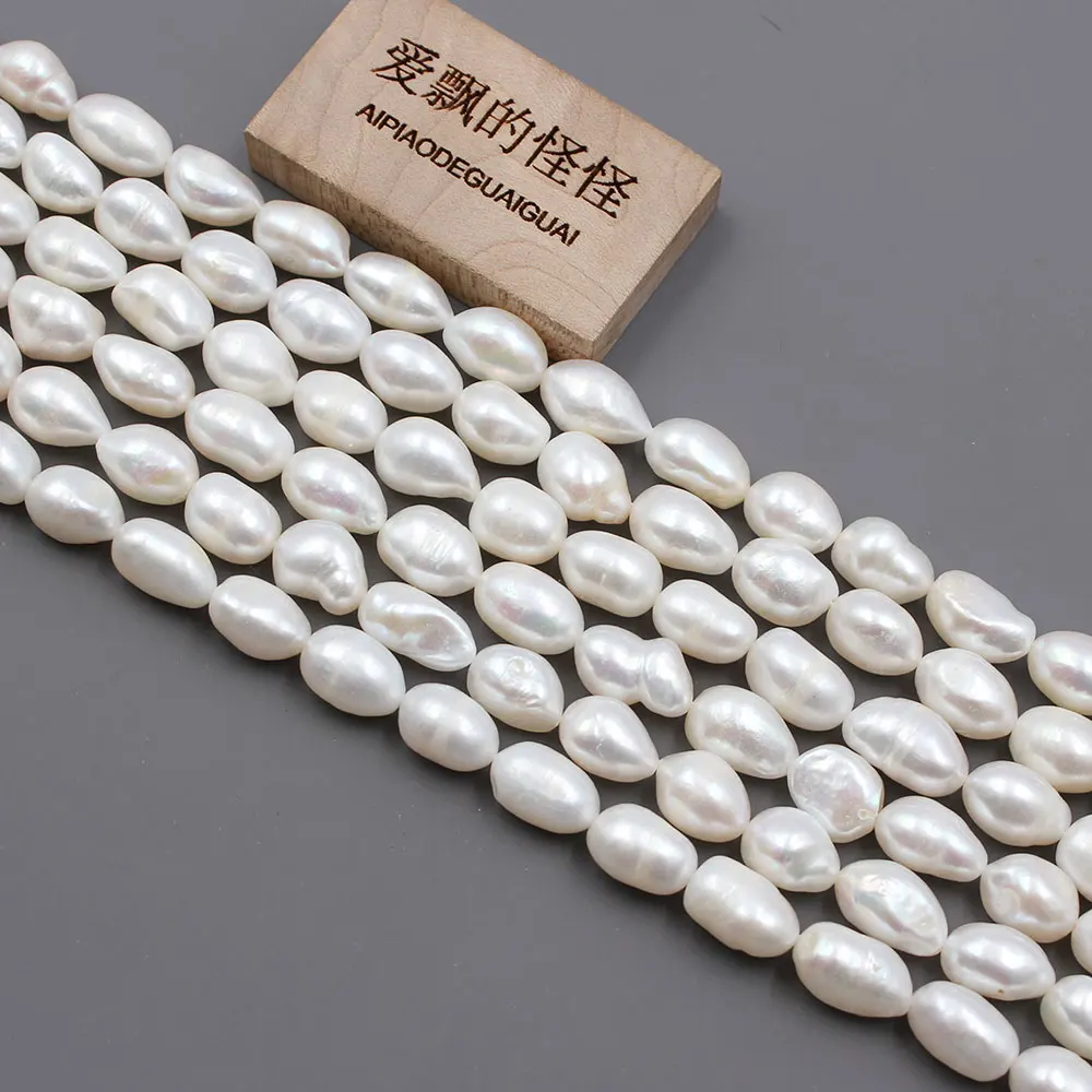 

APDGG 5 Strands 8x11-9x12mm Natural White Baroque Keshi Pearl Strands Loose Beads For Necklace Bracelet Jewelry DIY