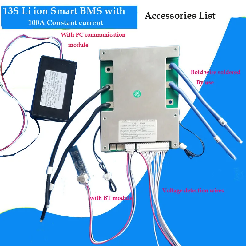 13S Li ion smart BMS with PC and Bluetooth 