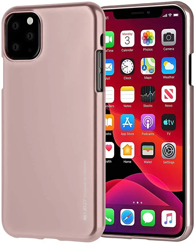 Mercury Goospery i-Jelly ТПУ чехол На Бампер Тонкий металлический чехол для iPhone 11 Pro Max X Xs Max XR iPhone 6 6S 7 8 Plus - Цвет: RoseGold