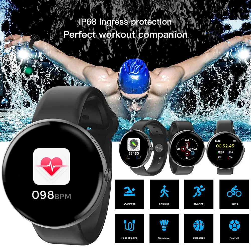 AC01 IP68 Водонепроницаемый фитнес-трекер монитор сердечного ритма Bluetooth Smartwatch фитнес-трекер для мужчин и женщин