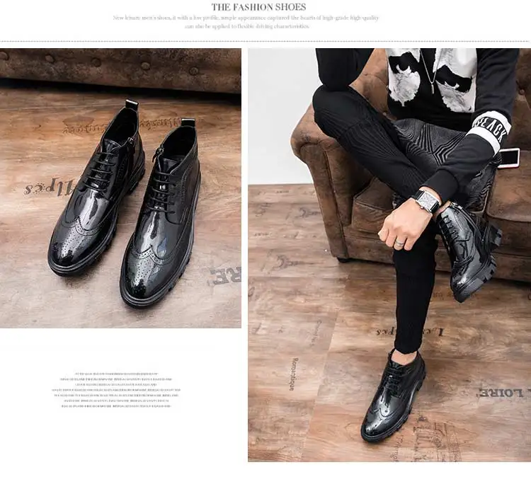 Мужские оксфорды; Кожаные Классические модельные броги; Мужская модная ...