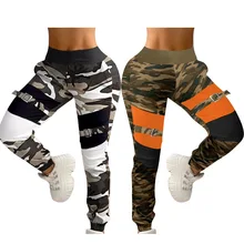 

winter Women Cargo Camouflage Pants 2021 Casual Elastic Buckle Sweatpant Female Patchwork High Waist Trousers Streetwear