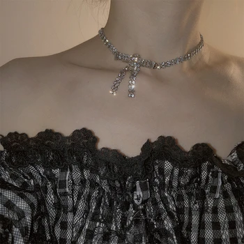 

Korean Shiny Crown Crystal Choker Necklace For Women Water Drop Pendant Long Tassel Rhinestone Party Weddings Jewelry Gift