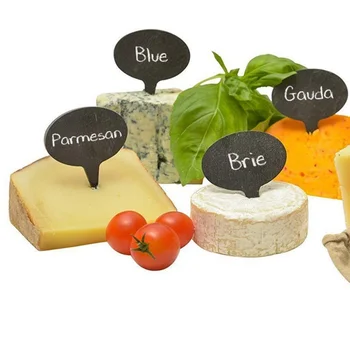 

Pack of 8 Cheese Markers Set Natural Slate Labels Cheese Name Tags Cheese Cake Boards for Parties and Dinners