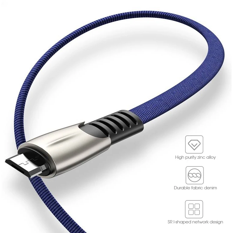 1 м 3A Быстрая зарядка USB кабель для передачи данных для samsung Смартфон Android прочный Micro USB кабель usb зарядный кабель шнур