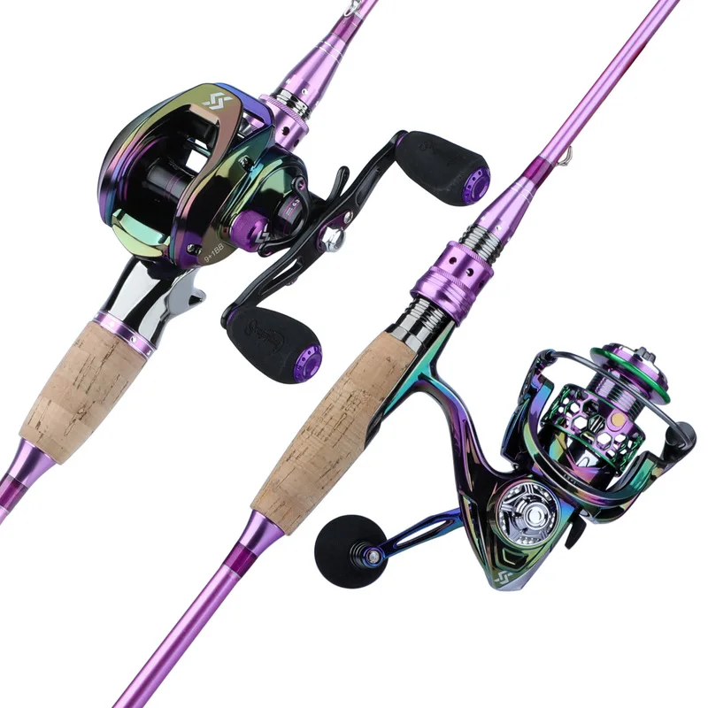 Sougayilang Lure Fishing Rod 2.1M 4 Section Carbon Fiber Fishing Rod 3 Colors Spinning/Casting Travel Rod Fishing Tackle Pesca