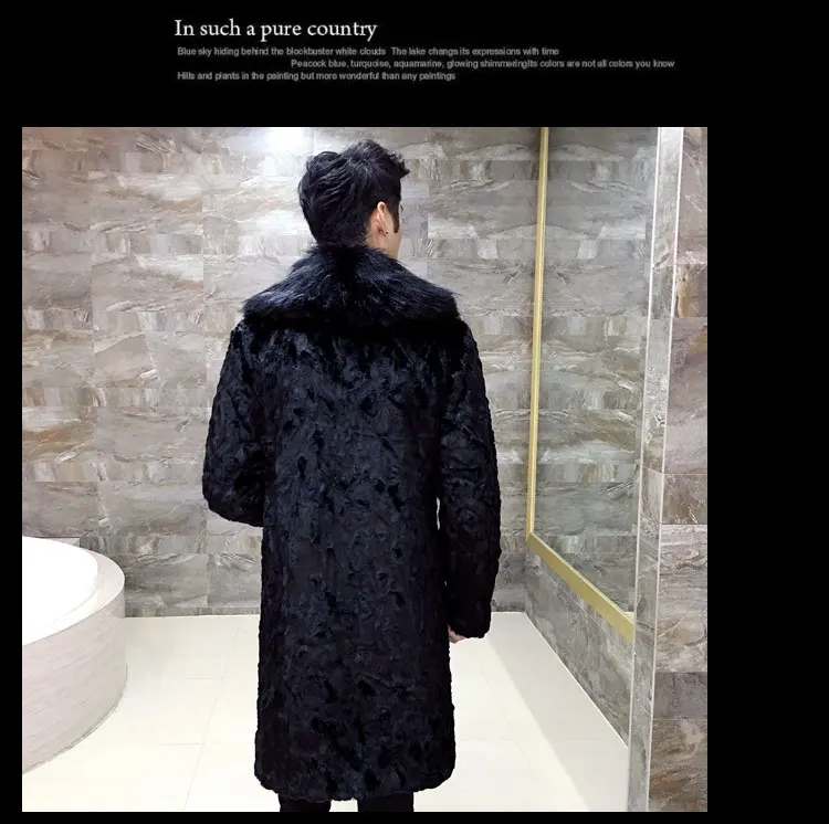 Зимний Тренч мужской новый меховой воротник из искусственного меха норки длинное пальто Высококачественная Мужская Удобная толстая