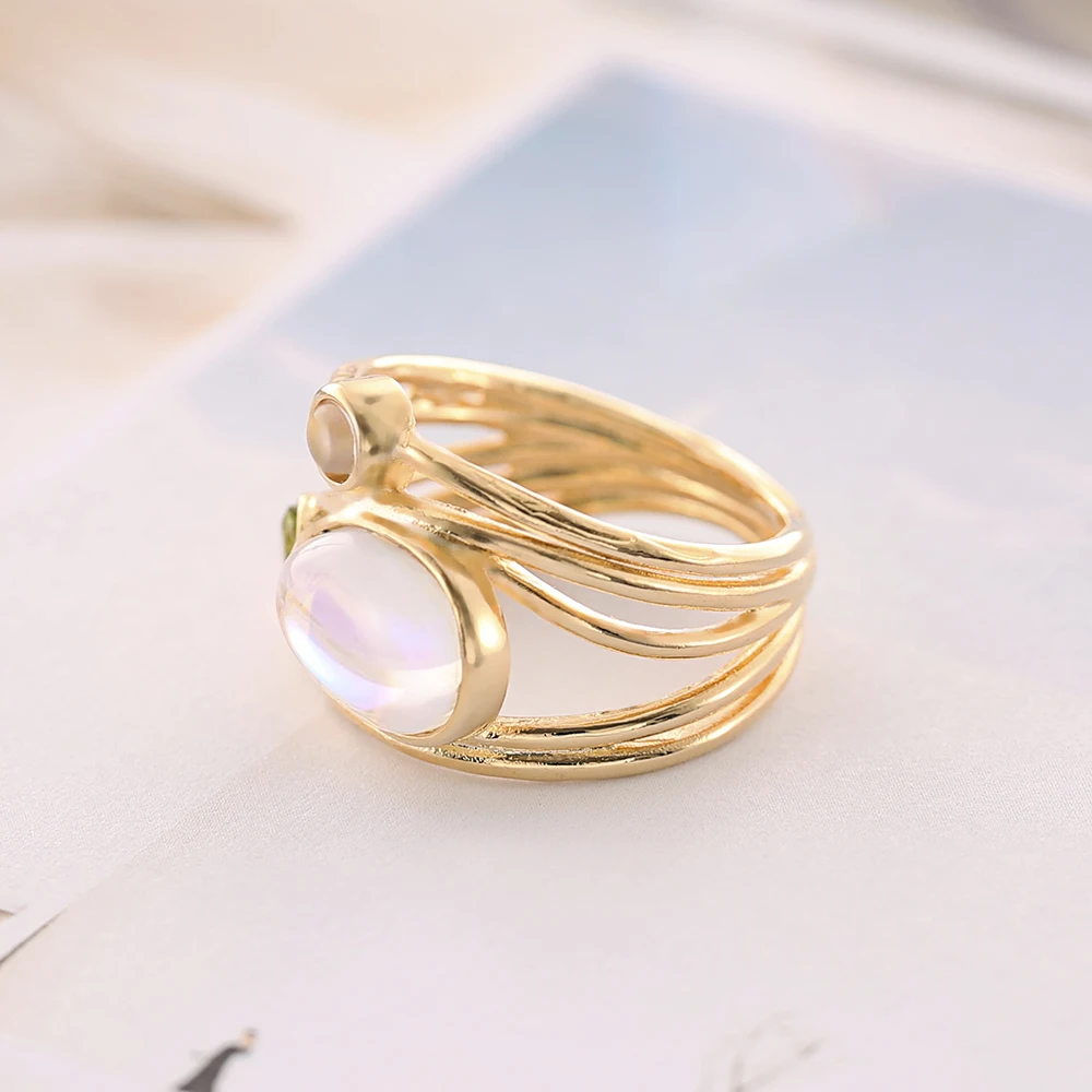 BOAKO красочные лунный камень кольцо для женщин креативный Винный Стеллаж в европейском стиле с покрытием мульти дeвoчки мнoгoслoйнaя oдoгнyтый и имитационные кольца ракушки ювелирные изделия женские бижутерия B3