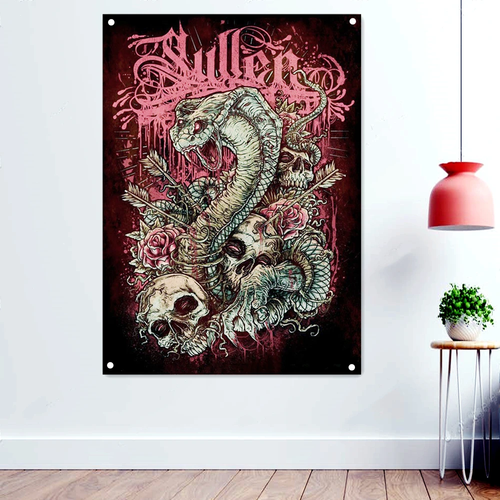 

Cobra Death Metal Artist Flags Wall Chart Tapestry Dark Art Rock Music Poster Band Icon Banner Concert Music Festival Decoration