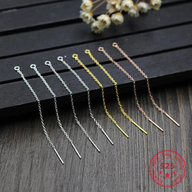 

925 Silver Color a pair 7cm/9cm Ear Line Fine Chain DIY Earrings Minimalist Elegance Ear Wire Metal Silver Accessories