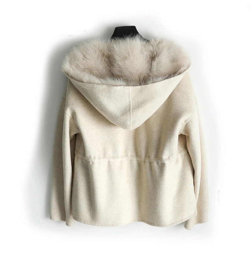 PUDI ZY18166 Женское пальто из натуральной шерсти и ткани с поясом, женская меховая подкладка из лисьего меха с капюшоном, осенняя/Зимняя шерстяная длинная верхняя одежда