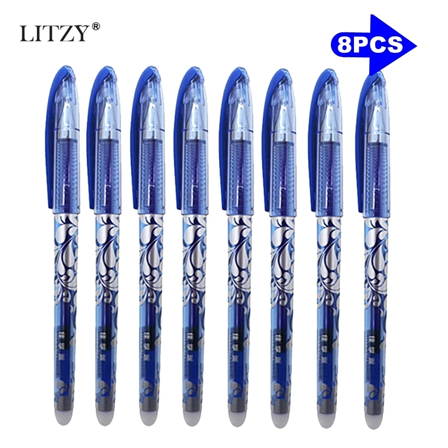 8Pcs/Set 0.5mm Washable Handle Erasable Pen Magical Writing Gel Pen Neutral Pens for School Supplies Stationery Gifts