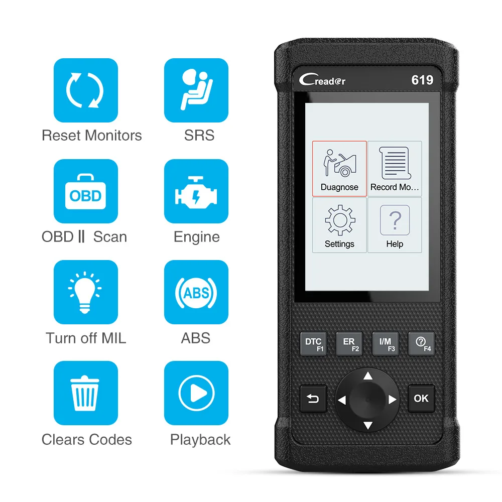 Launch CR619 OBD2 сканер автоматический automotivo профессиональный двигатель ABS SRS Airbag