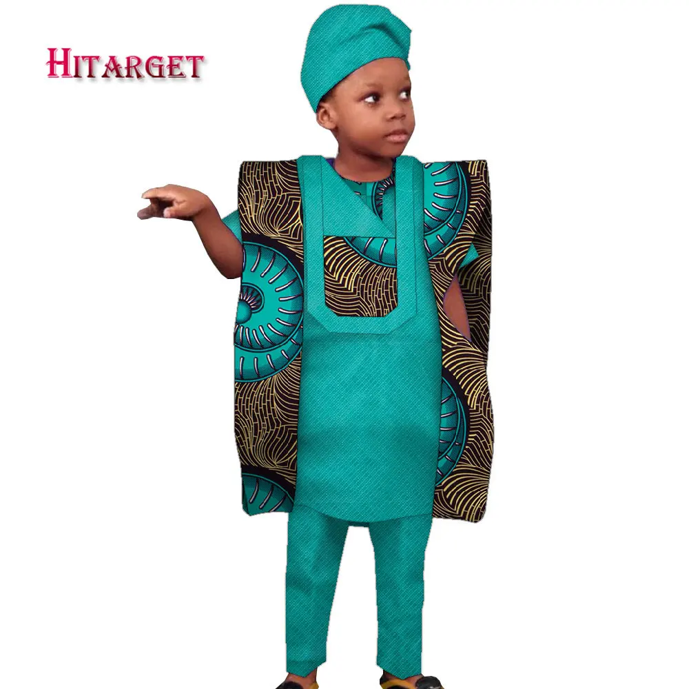Children's Clothing African Agbada Robe Suit for Kids Patchwork Dashiki Boy Suit 4 Pcs Set Shirt Pant and Coat with Hat WYT619 formal dresses south africa