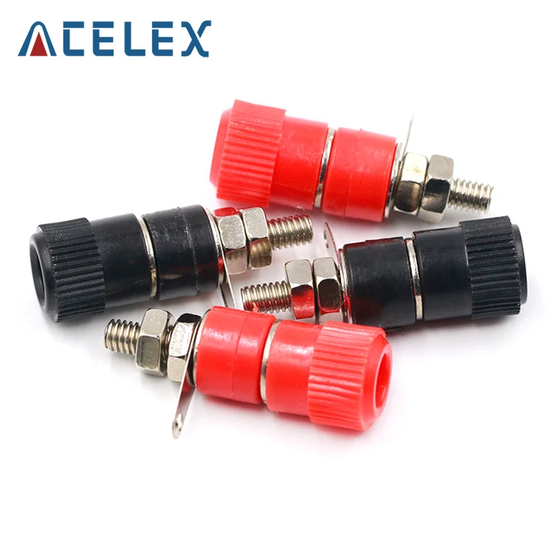 10PCS/LOT Terminal Blocks JS-910B 4mm Amplifier Connector Binding Post Banana Plug Jack Mount Black 5 Red | Обустройство дома