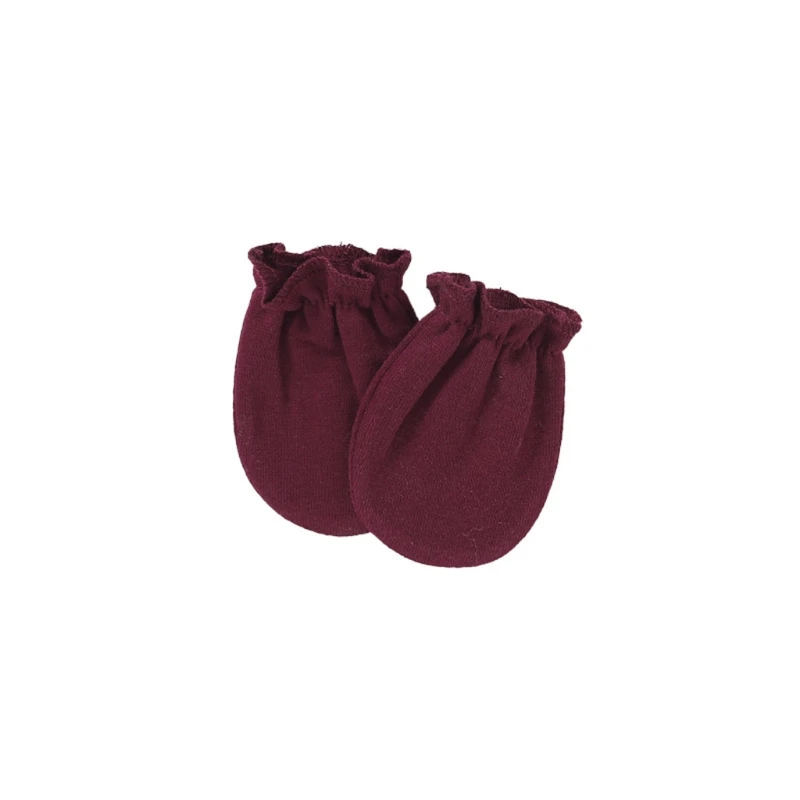 1 Pair Baby Anti-scratch Soft Cotton Gloves Newborn Solid Color Handguard Mittens Infants Supplies H055 6