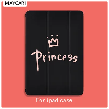 

Black Leather PU Hard Back Case Text Queen Princess Cover Protective For iPad Air 2 3 Pro 11 12.9 10.5 inch Mini 2 3 4 5 White