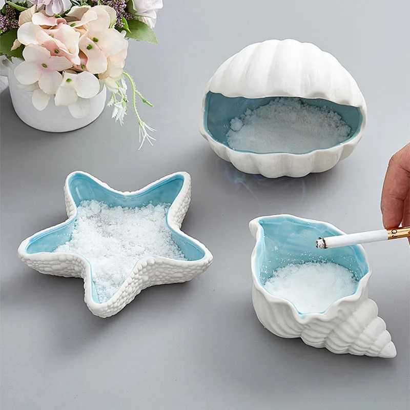 Ceramic Conch Tray Ceramic Conch Storage Sea Shells Tray Craft Ornament Home Decoration Room Decor Jewelry Key Organizer Christmas Gift