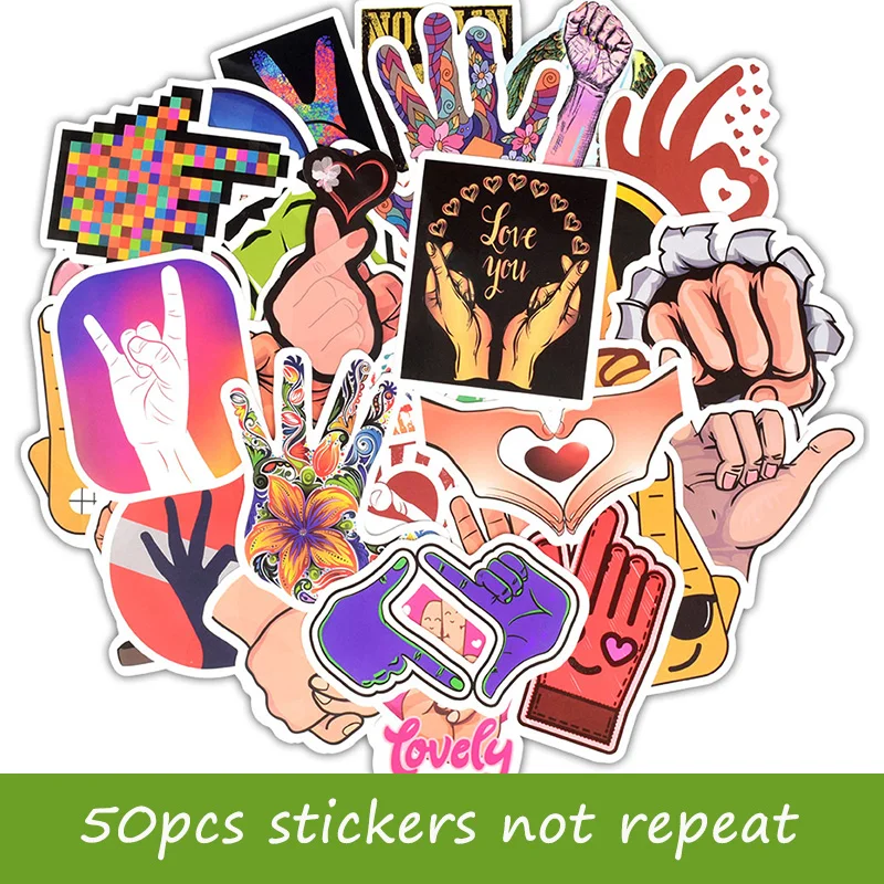 Ins finger gesture graffiti sticker 50 шт. ПВХ наклейки для компьютера наклейка для ноутбука украшение для ноутбука для macbook hp Dell
