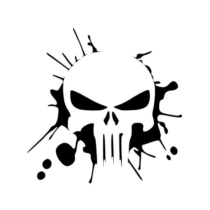 

DAWASAKA Custom Waterproof Coolest Skull Car Sticker Bumper Window Motorcycle Decoration Punisher Graphic Vinyl 15CM*15CM