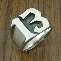 Punk US Size 7-15# 316L Stainless Steel Number 13 Letter Biker Ring Jewelry 1