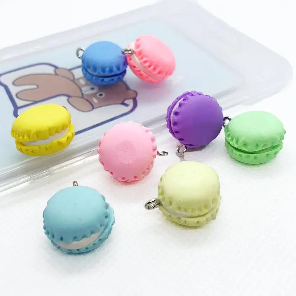 8pcs 15*10mm Kawaii 3D Polymer Clay Cream Macarons Sweet Food Charm Pendants For DIY Decoration Earrings Key Chains Accessories