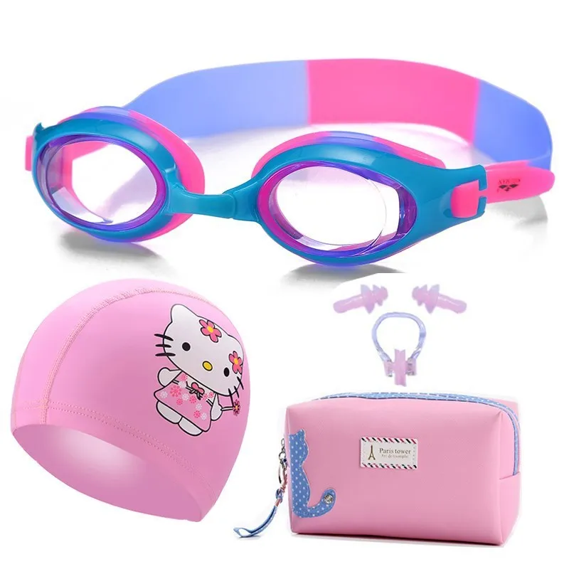 

Swimming BOY'S Girls Eyes Kids High-definition Swimming Cap Four-piece Set Set CHILDREN'S Swimming Goggles Waterproof Anti-fog