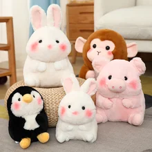 

18/28/40cm 1pc Ball Shaped Cute Animals Soft Elephant Rabbit Cow Pig Monkey Penguin Small Plushies Stuffed Doll Children Gift