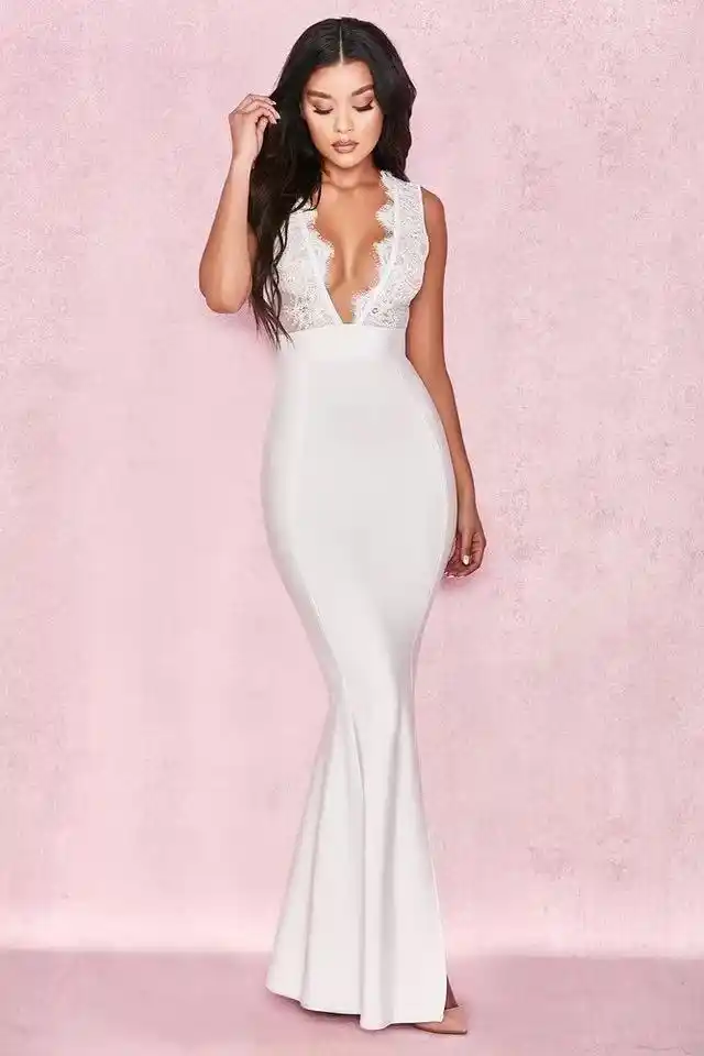 white bandage maxi dress