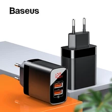 Baseus 18 Вт USB зарядное устройство QC3.0 цифровой дисплей EU настенное зарядное устройство USB зарядное устройство для телефона для iPhone XS huawei Mate10 samsung S10 EU вилка