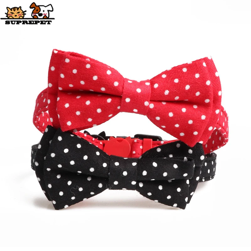 SUPREPET Pet Cat Collars Adjustable Cat Collar with Bell Spot Cute Nylon Bow Collar for Dog Cat Necklace Kitten Collar