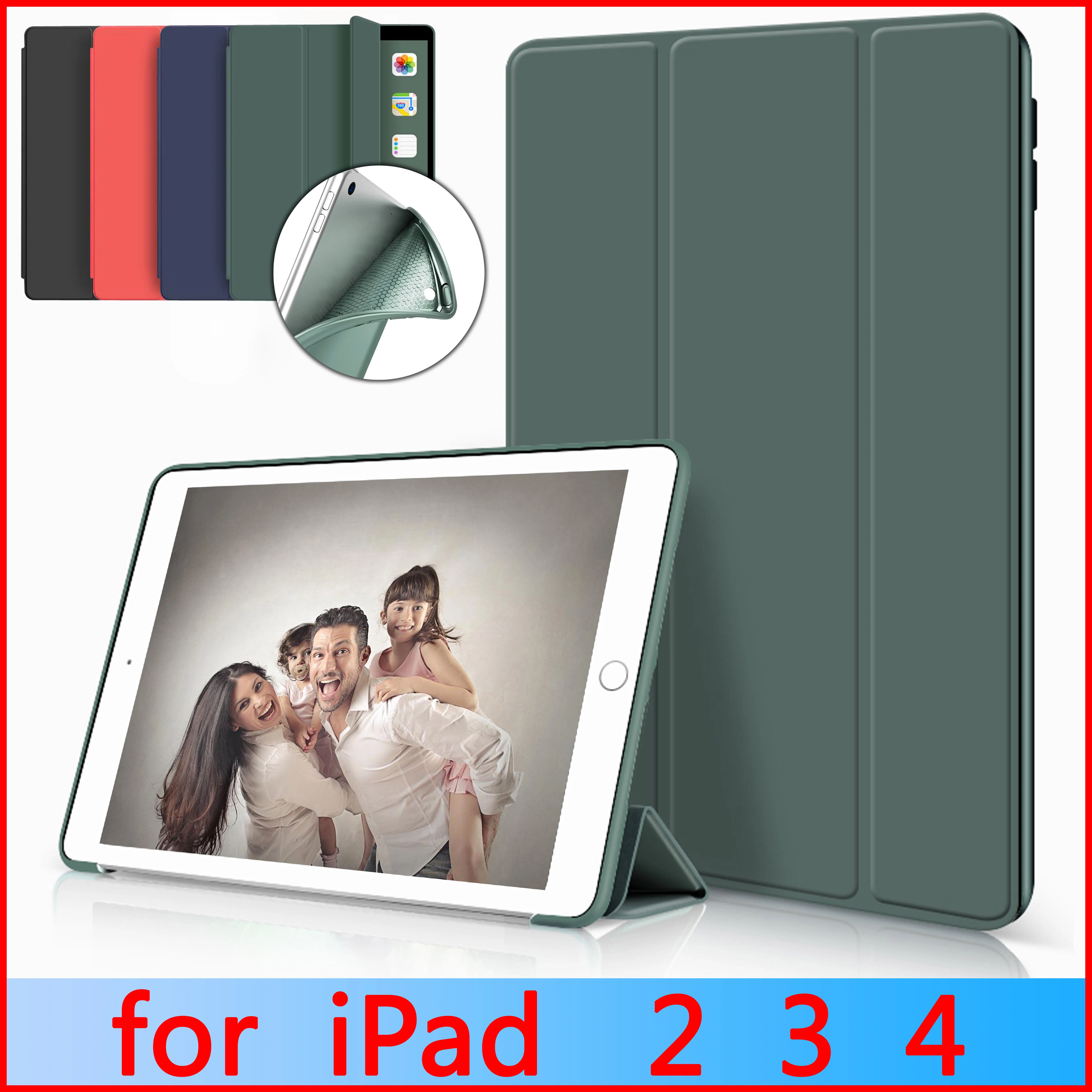 Чехол для Apple iPad 2 3 4 чехол из искусственной кожи ZAIWJ + мягкий магнитный силиконовый