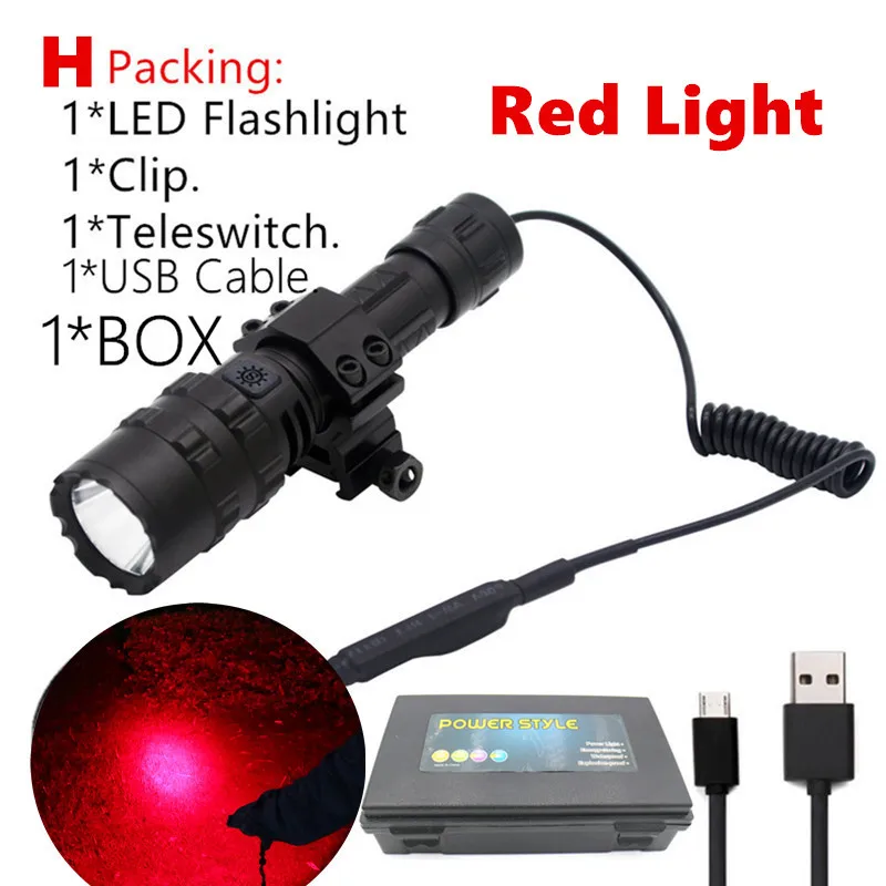 H Packing 3 стиля лампы Открытый Охота XML-L2 светодиодный фонарик для рыбалки портативный тактический фонарик - Испускаемый цвет: H Packing